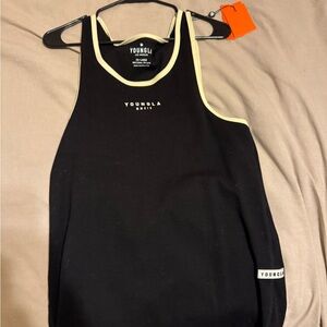 YoungLA Black Tank Top with Cream Trim
